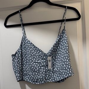 Abercrombie & Fitch Blue Polka Dot Crop Top